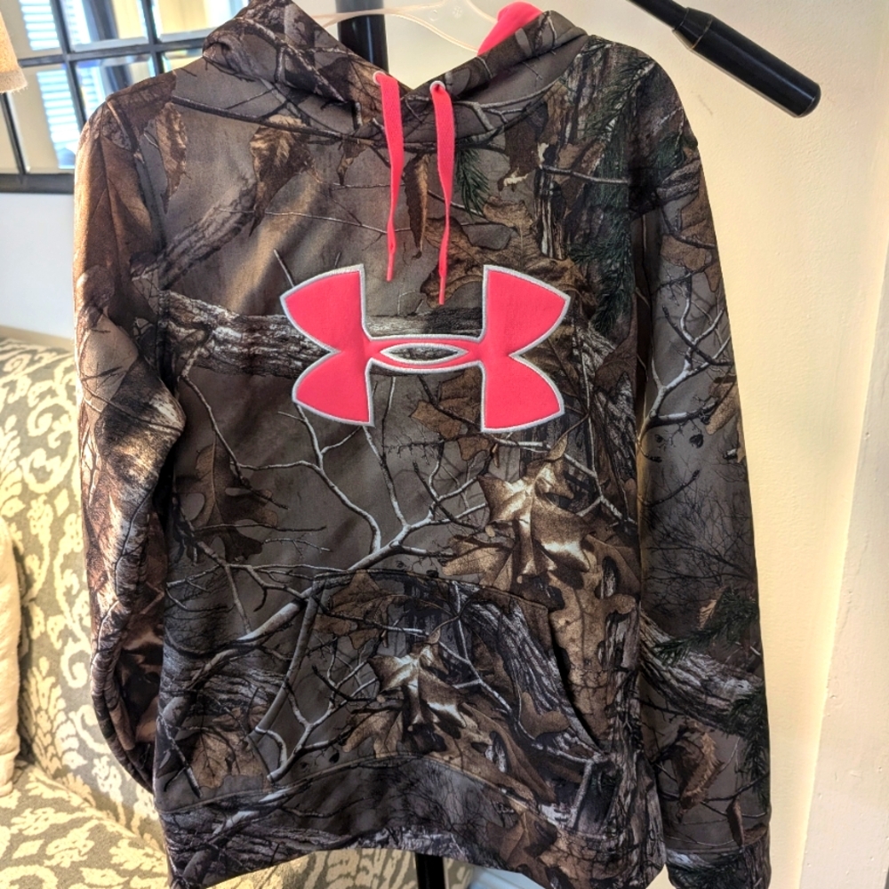 Under Armour Camo Hoodie with Pink Logo